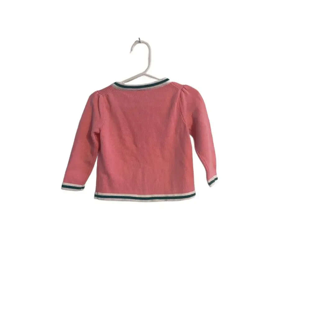 Janie and Jack Cardigan Dark Pink Button Down Tipped Size 18 to 24 M. NWOT